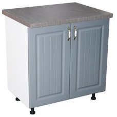 Masca pentru chiuveta cu 2 usi 80 cm Zebra, Alb/MDF Gri cu blat Beton, 80 x 85 x 60 cm